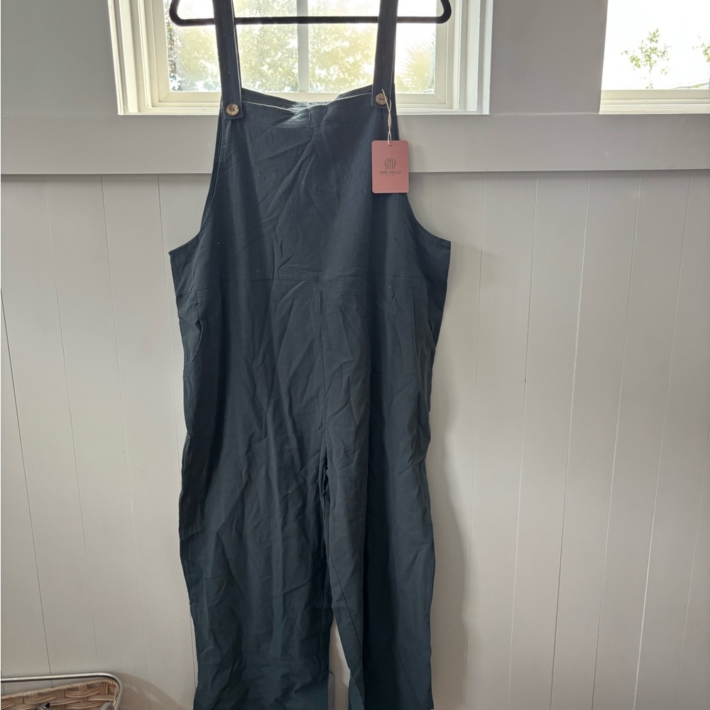 Dark Blue Overalls with Button Straps